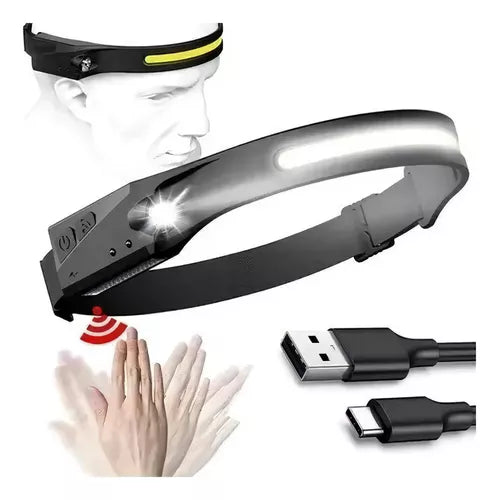 Linterna Minera de Alta Potencia: Iluminación Precisa con Sensor y Banda Ajustable
