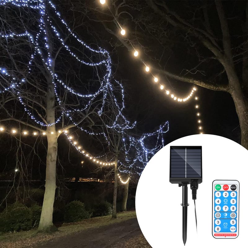 Guirnalda LED Solar con Control – Iluminación Decorativa y Eficiente